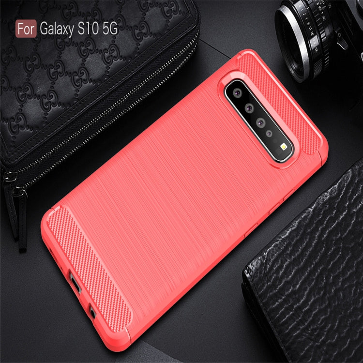 Brushed Texture Carbon Fiber TPU Case for Galaxy S10 5G, For Samsung Galaxy S10 5G, For Galaxy S10 5G