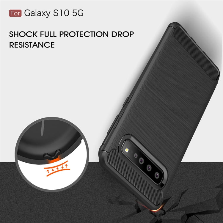 Brushed Texture Carbon Fiber TPU Case for Galaxy S10 5G, For Samsung Galaxy S10 5G, For Galaxy S10 5G