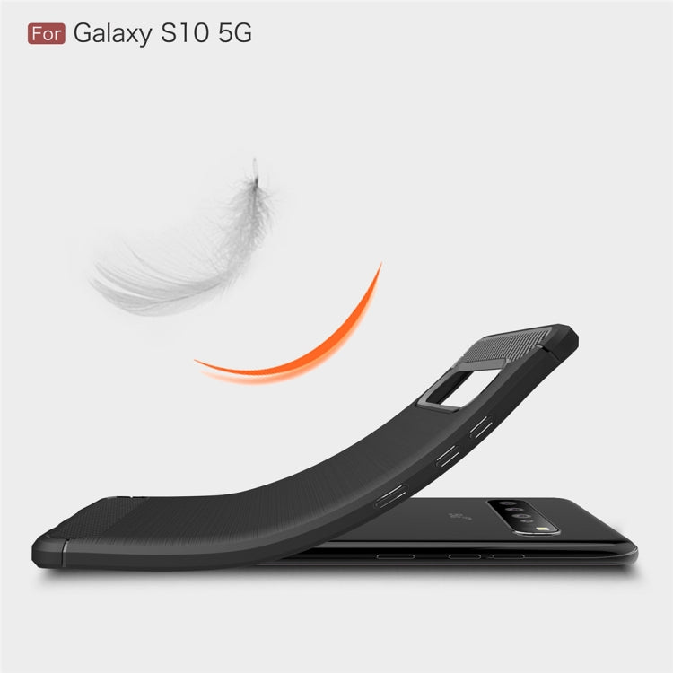 Brushed Texture Carbon Fiber TPU Case for Galaxy S10 5G, For Samsung Galaxy S10 5G, For Galaxy S10 5G