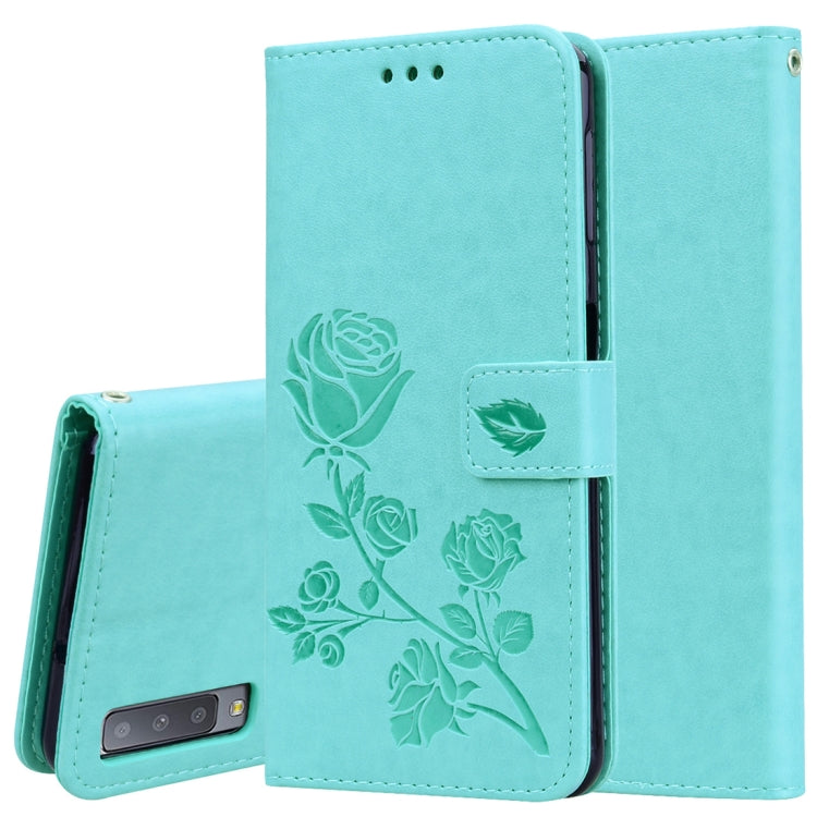 Rose Embossed Horizontal Flip PU Leather Case for Samsung Galaxy A7 (2018) , with Holder & Card Slots & Wallet