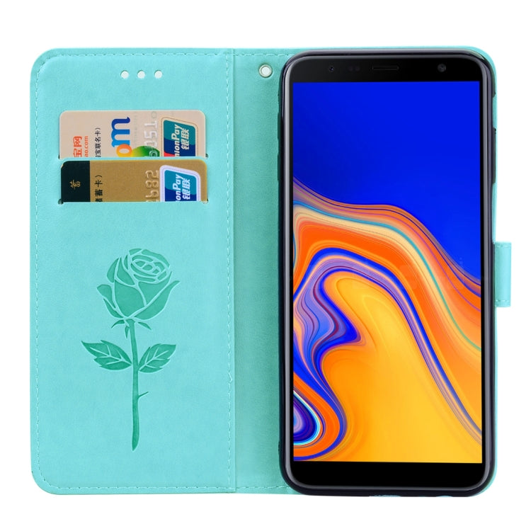 Rose Embossed Horizontal Flip PU Leather Case for Samsung Galaxy J6 Plus, with Holder & Card Slots & Wallet