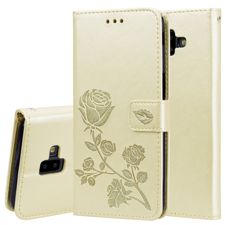 Rose Embossed Horizontal Flip PU Leather Case for Samsung Galaxy J6 Plus, with Holder & Card Slots & Wallet