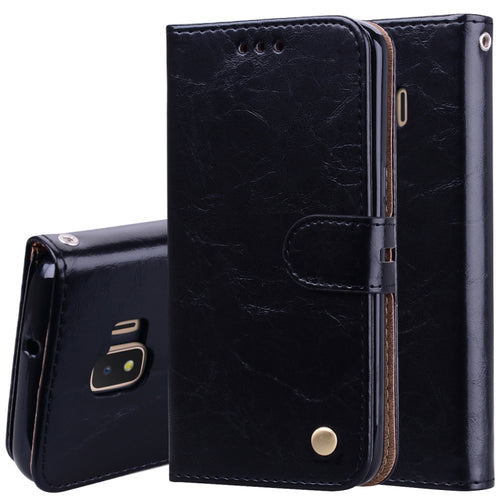 Business Style Oil Wax Texture Horizontal Flip Leather Case for Galaxy J2 Core, with Holder & Card Slots & Wallet - HoMEdemic™ 