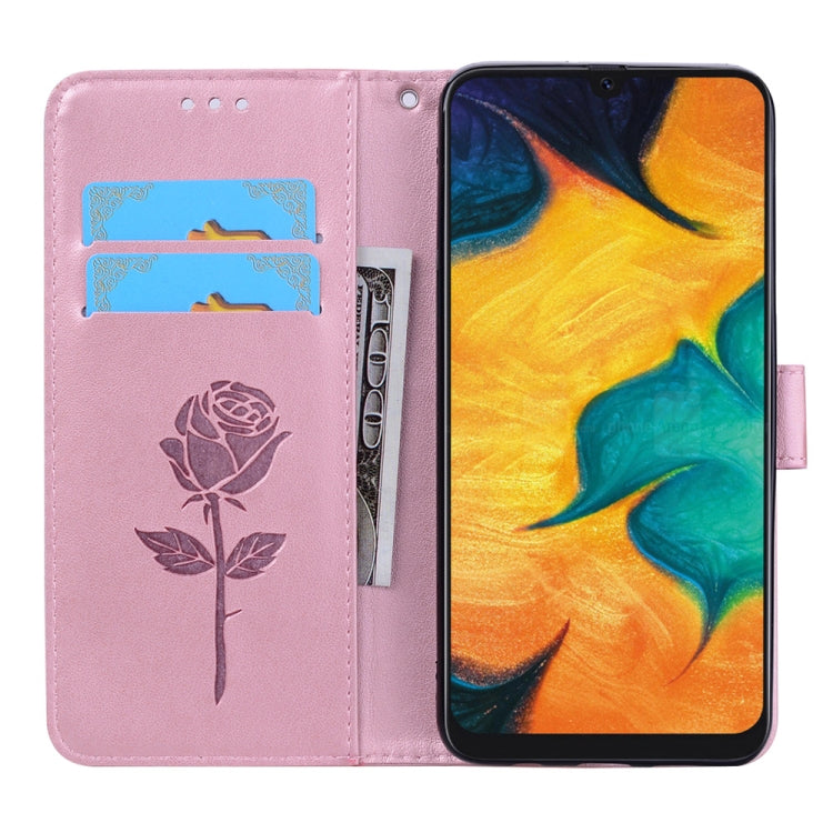 Rose Embossed Horizontal Flip PU Leather Case for Galaxy A30 / A20, with Holder & Card Slots & Wallet