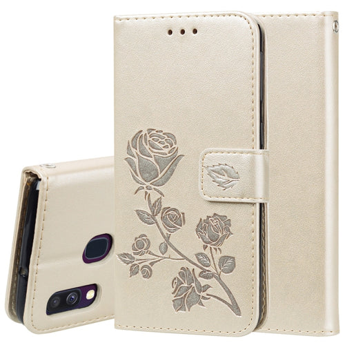 Rose Embossed Horizontal Flip PU Leather Case for Galaxy A40, with Holder & Card Slots & Wallet - HoMEdemic™ 