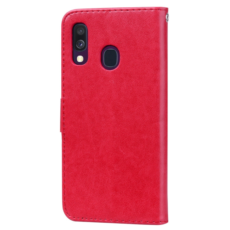 Rose Embossed Horizontal Flip PU Leather Case for Galaxy A40, with Holder & Card Slots & Wallet