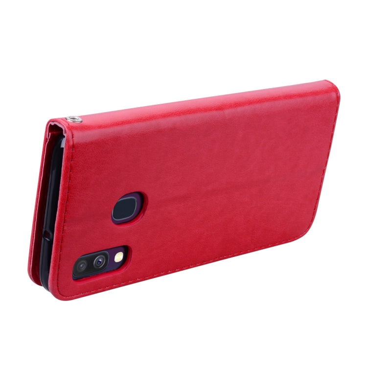 Rose Embossed Horizontal Flip PU Leather Case for Galaxy A40, with Holder & Card Slots & Wallet