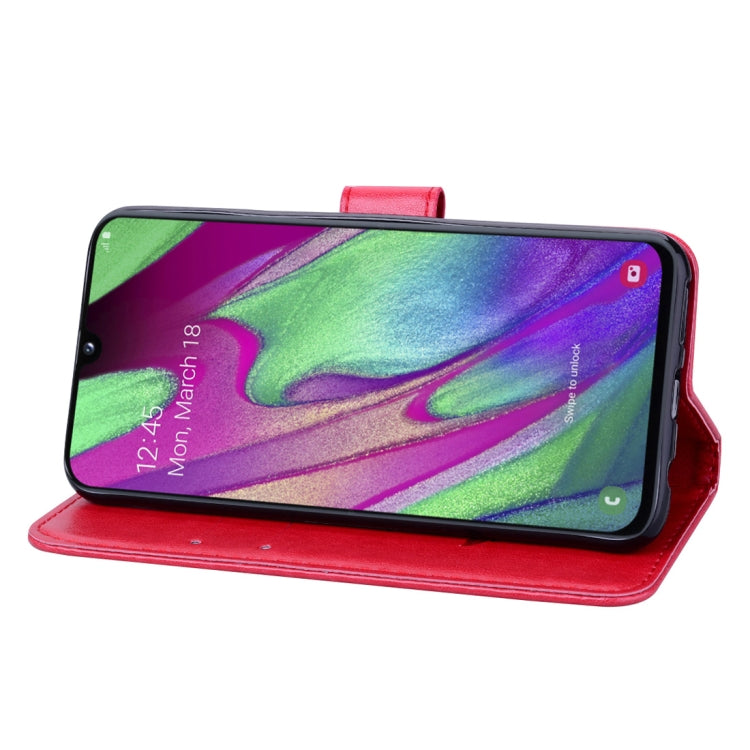 Rose Embossed Horizontal Flip PU Leather Case for Galaxy A40, with Holder & Card Slots & Wallet