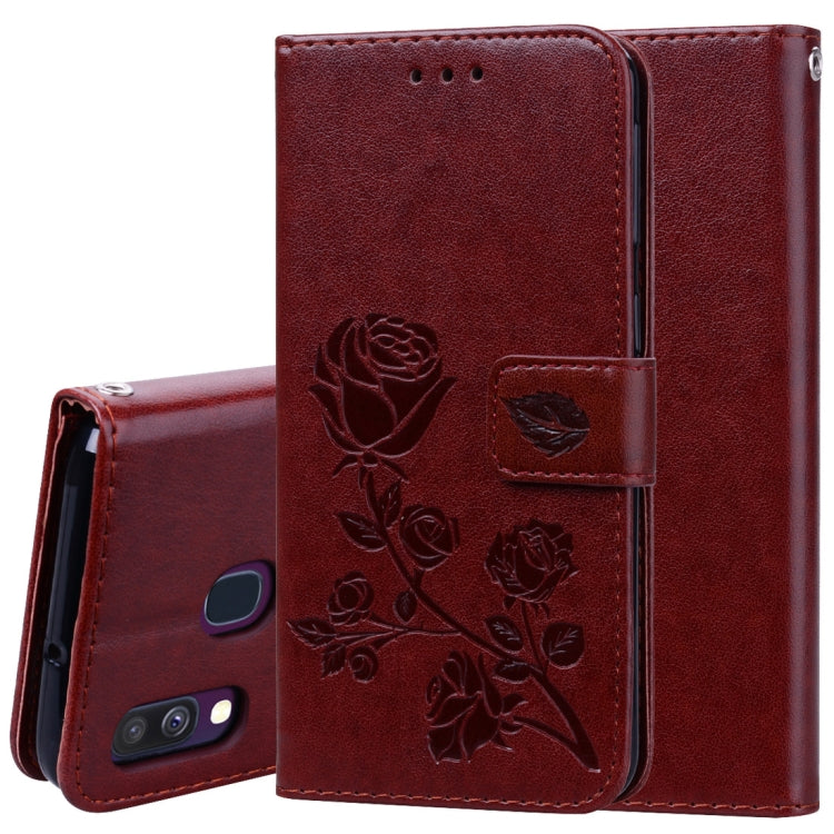 Rose Embossed Horizontal Flip PU Leather Case for Galaxy A40, with Holder & Card Slots & Wallet