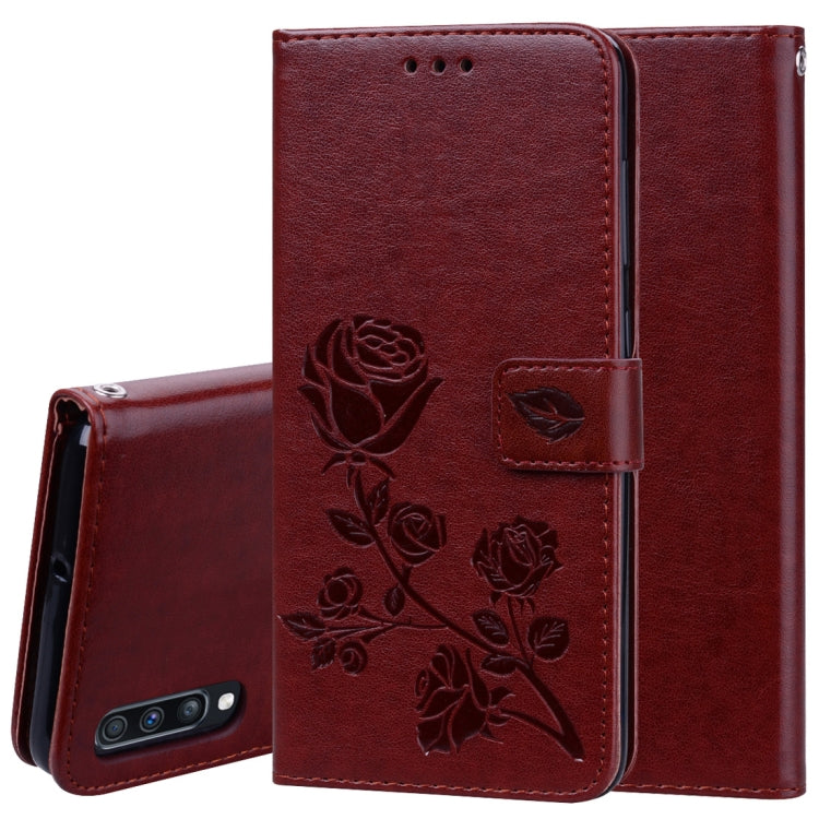 Rose Embossed Horizontal Flip PU Leather Case for Galaxy A70, with Holder & Card Slots & Wallet