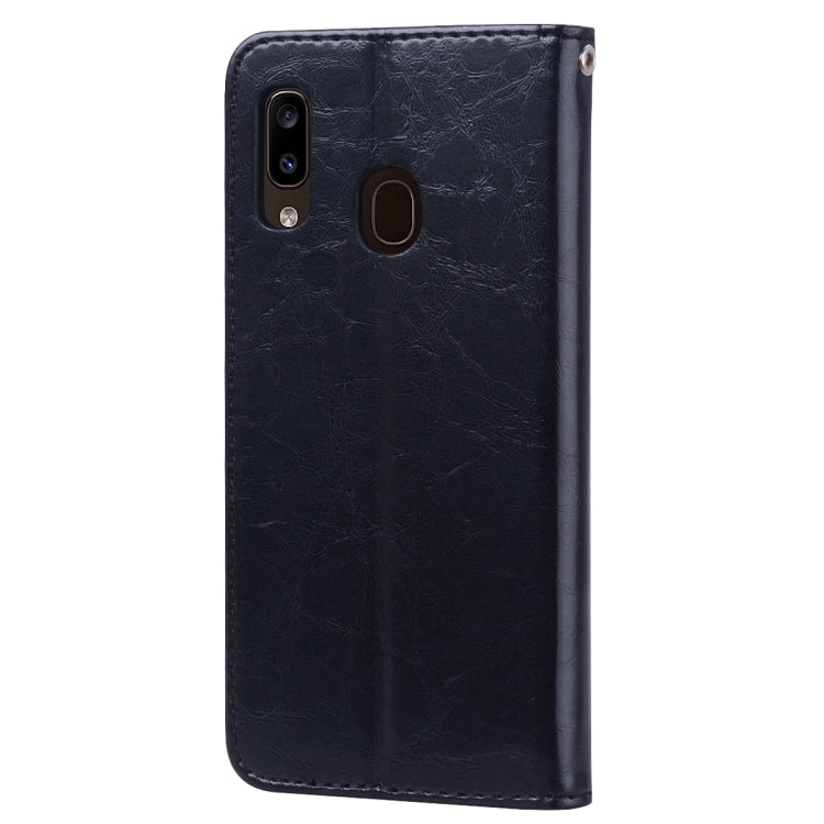Business Style Oil Wax Texture Horizontal Flip Leather Case for Galaxy A20e, with Holder & Card Slots & Wallet, For Galaxy A20e