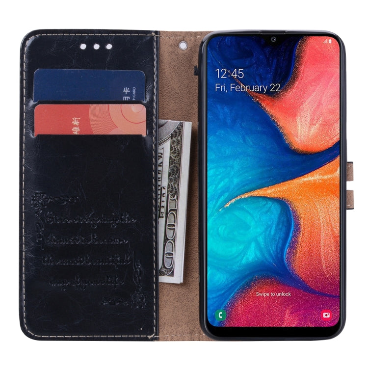 Business Style Oil Wax Texture Horizontal Flip Leather Case for Galaxy A20e, with Holder & Card Slots & Wallet, For Galaxy A20e