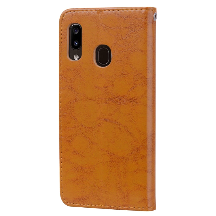Business Style Oil Wax Texture Horizontal Flip Leather Case for Galaxy A20e, with Holder & Card Slots & Wallet, For Galaxy A20e