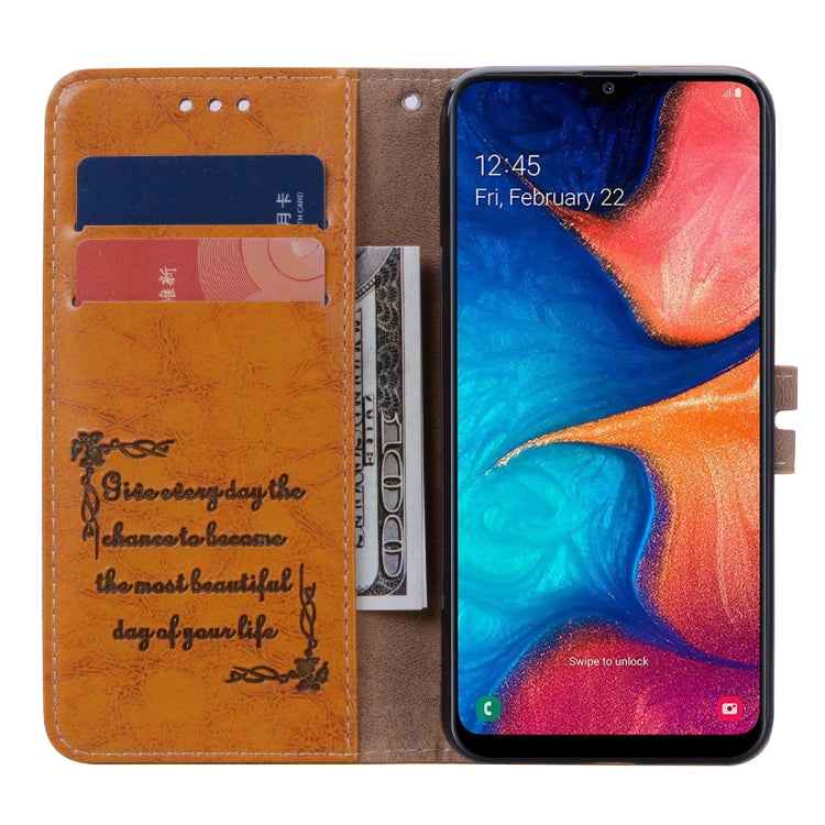 Business Style Oil Wax Texture Horizontal Flip Leather Case for Galaxy A20e, with Holder & Card Slots & Wallet, For Galaxy A20e