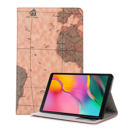 Map Texture Horizontal Flip Leather Case for Galaxy Tab A 10.1 (2019) T510 / T515,  with Holder & Card Slots & Wallet, Random Texture Delivery - HoMEdemic™ 