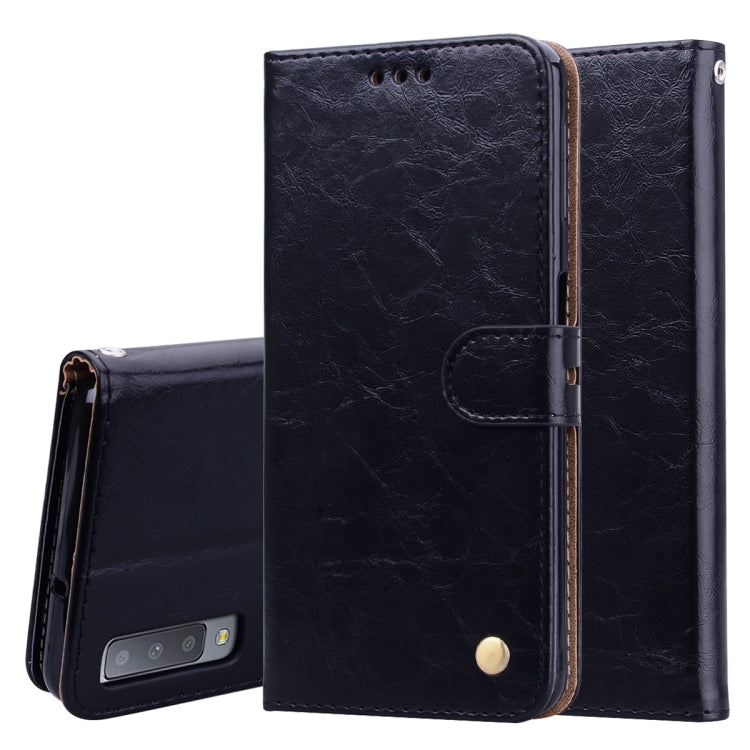 Business Style Oil Wax Texture Horizontal Flip Leather Case for Galaxy A7 (2018), with Holder & Card Slots & Wallet, For Galaxy A7 - HoMEdemic™ 