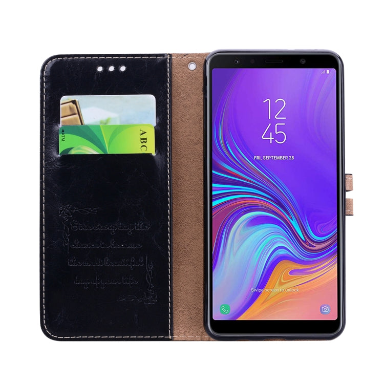 Business Style Oil Wax Texture Horizontal Flip Leather Case for Galaxy A7 (2018), with Holder & Card Slots & Wallet, For Galaxy A7 - HoMEdemic™ 