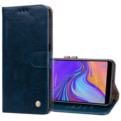 Business Style Oil Wax Texture Horizontal Flip Leather Case for Galaxy A7 (2018), with Holder & Card Slots & Wallet - HoMEdemic™ 