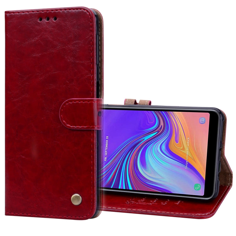 Business Style Oil Wax Texture Horizontal Flip Leather Case for Galaxy A7 (2018), with Holder & Card Slots & Wallet, For Galaxy A7 - HoMEdemic™ 