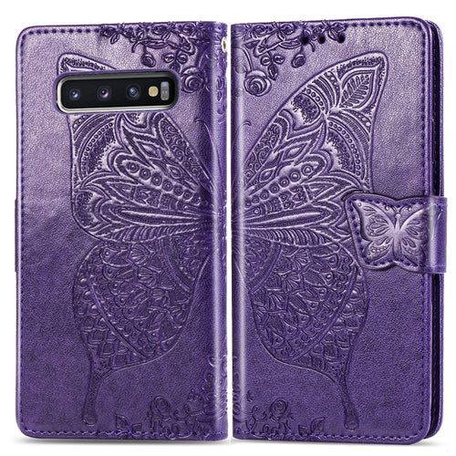 Butterfly Love Flowers Embossing Horizontal Flip Leather Case for Galaxy S10, with Holder & Card Slots & Wallet & Lanyard - HoMEdemic™ 