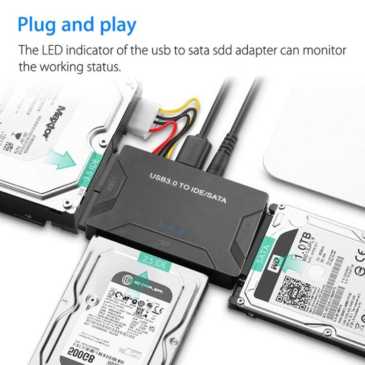 SATA / IDE to USB 3.0 Adapter 2.5 / 3.5 Inch Hard Drive Adapter Cable Converter, US Plug - HoMEdemic™ 