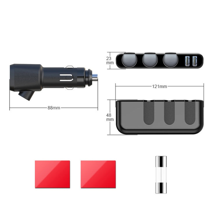 SHUNWEI Car Cigarette Lighter Charger 12/24V USB Converts Socket, Style: 3 Holes 2 USB Voltage - HoMEdemic™ 
