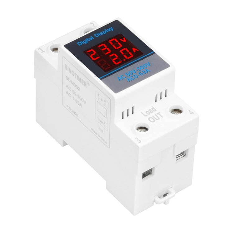 SINOTIMER SDM002 Household DIN Rail Single-Phase AC Dual Display Voltage And Current Meter(63A Build-In Intestinal Sensor) - HoMEdemic™ 