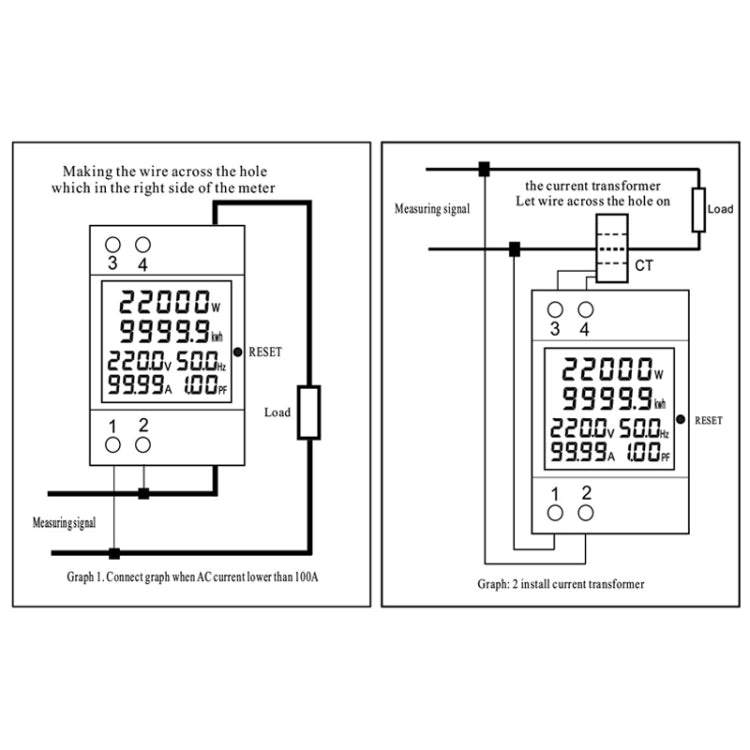 SINOTIMER SDM009 Din Rail Single-Phase Voltage Current Frequency Power Factor Electricity Multifunctional Meter, Model: AC40-300V External - HoMEdemic™ 