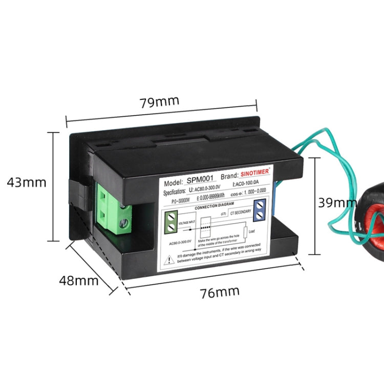SINOTIMER SPM001 AC LED Digital Voltmeter Frequency Factors Meter Power Monitor, Specification: AC200-450V 100A - HoMEdemic™ 