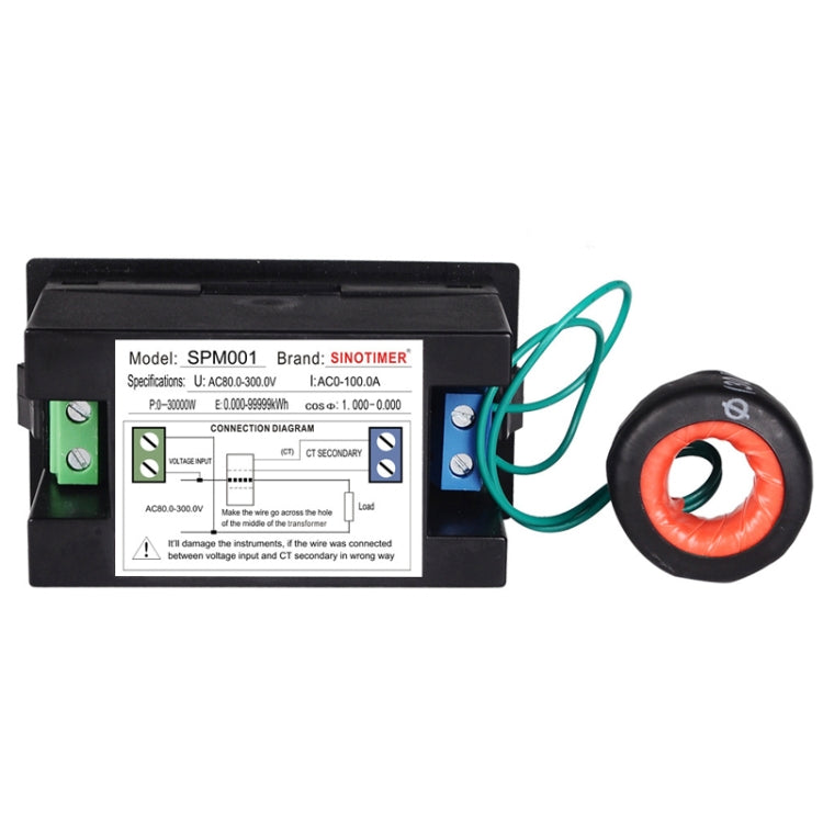 SINOTIMER SPM001 AC LED Digital Voltmeter Frequency Factors Meter Power Monitor, Specification: AC200-450V 100A - HoMEdemic™ 