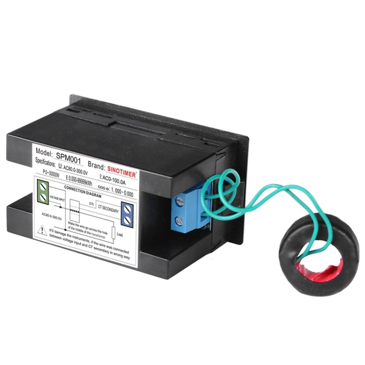 SINOTIMER SPM001 AC LED Digital Voltmeter Frequency Factors Meter Power Monitor, Specification: AC80-300V 100A - HoMEdemic™ 