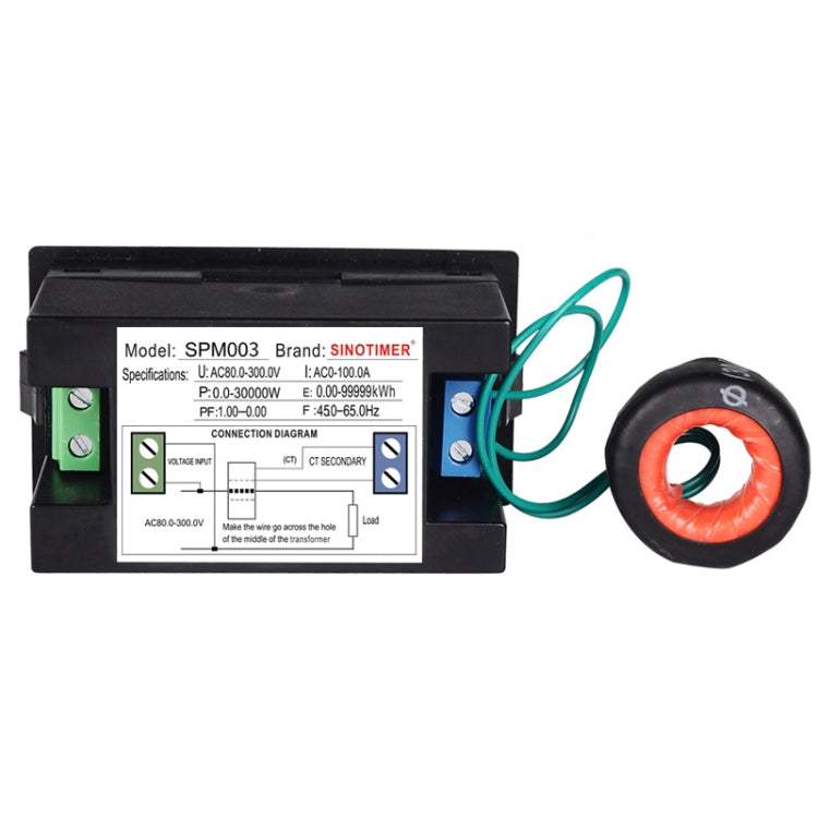 SINOTIMER SPM003 AC LED Digital Voltmeter Frequency Factors Meter Power Monitor, Specification: AC80-300V 100A - HoMEdemic™ 