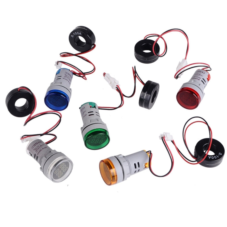 SINOTIMER ST16VA Round 22mm LED Digital Display AC Voltage Current Indicator AC 60-500V 0-100A(04 Green) - HoMEdemic™ 