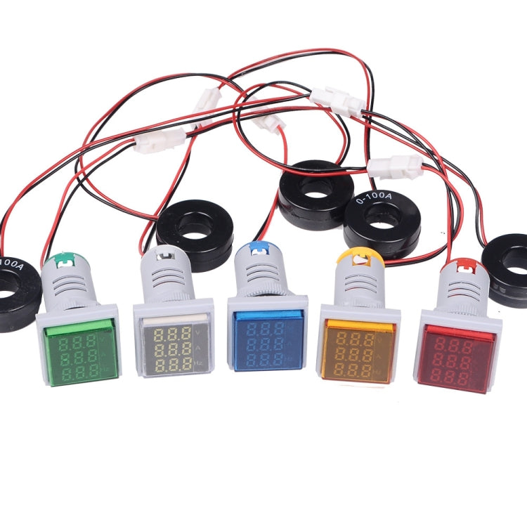 SINOTIMER ST17VAH 3 In 1 Square LED Digital Display AC Voltage Current Frequency Indicator 60-500V 0-100A 20-75Hz(03 Blue) - HoMEdemic™ 