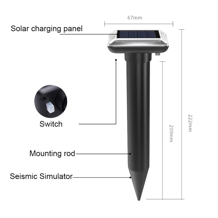 SJZ038 Outdoor Waterproof Solar Ultrasonic Rat Repeller Ultrasonic Animal Repeller, Color: Black - HoMEdemic™ 