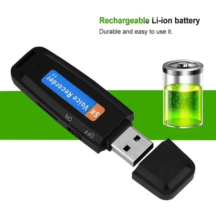 SK001 Rechargeable U-Disk Portable USB Voice Recorder, No Memory (White) - HoMEdemic™ 