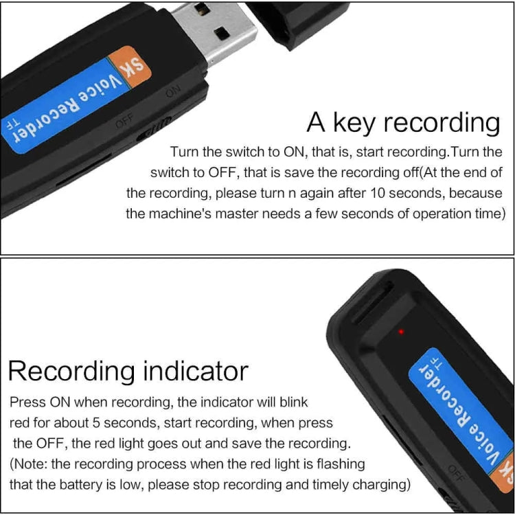 SK001 Rechargeable U-Disk Portable USB Voice Recorder, No Memory (White) - HoMEdemic™ 