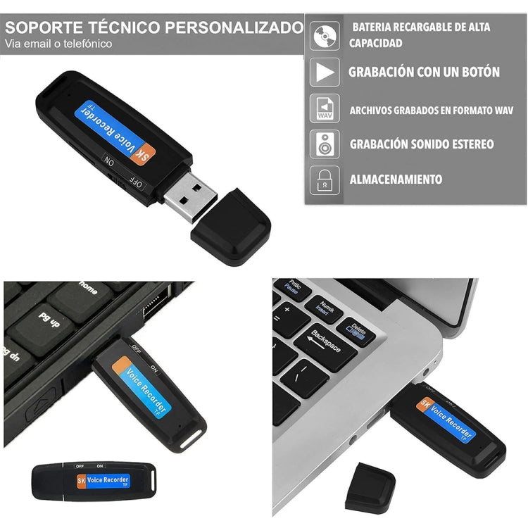 SK001 Rechargeable U-Disk Portable USB Voice Recorder, No Memory (White) - HoMEdemic™ 