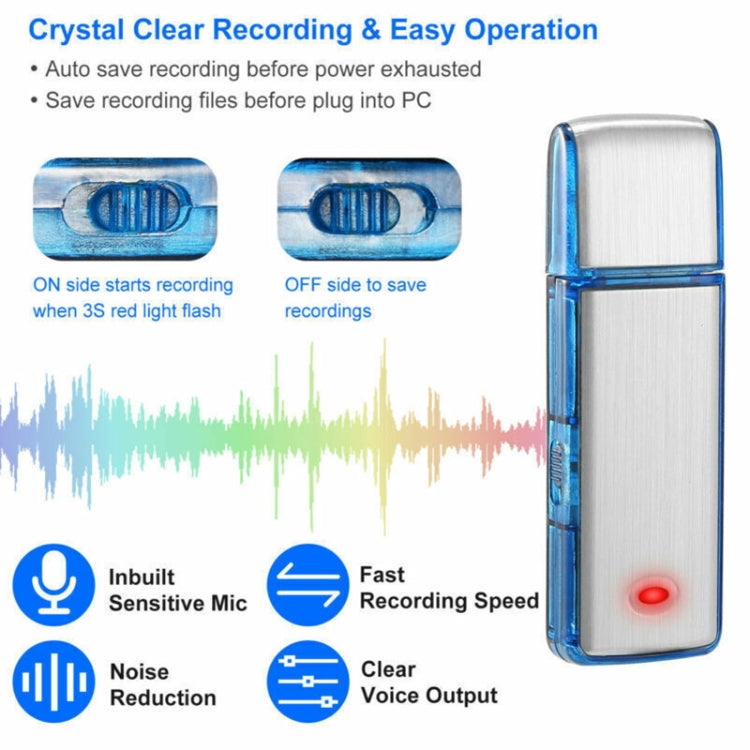 SK858 32GB Rechargeable Portable U-Disk Meeting Voice Recorder (Blue) - HoMEdemic™ 