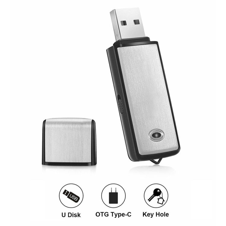 SK858 8GB Rechargeable Portable U-Disk Meeting Voice Recorder (Black) - HoMEdemic™ 