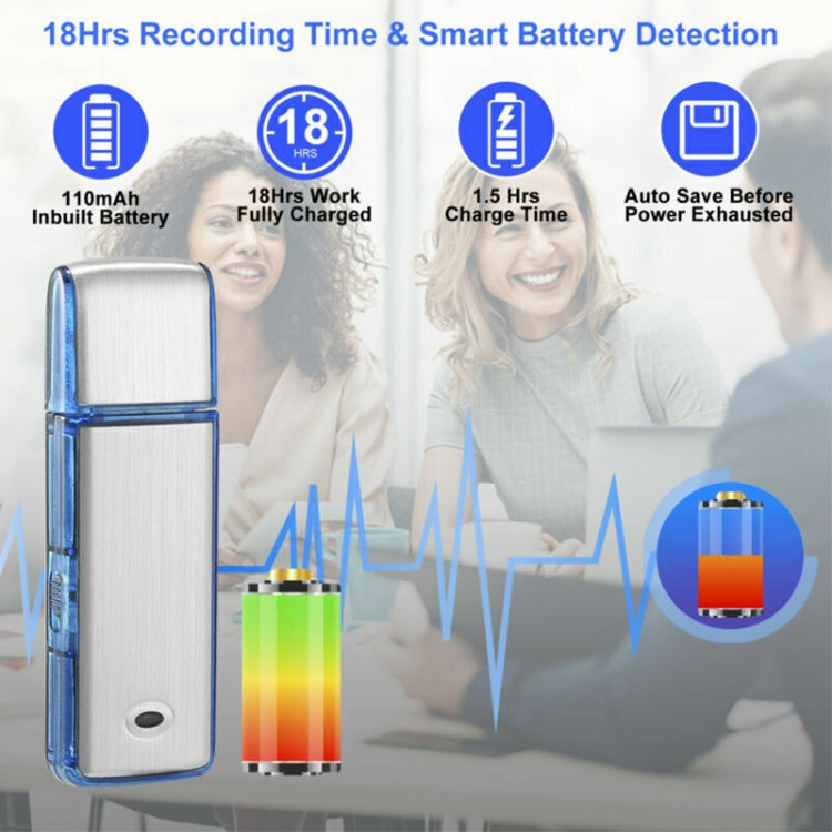 SK858 8GB Rechargeable Portable U-Disk Meeting Voice Recorder (Blue) - HoMEdemic™ 