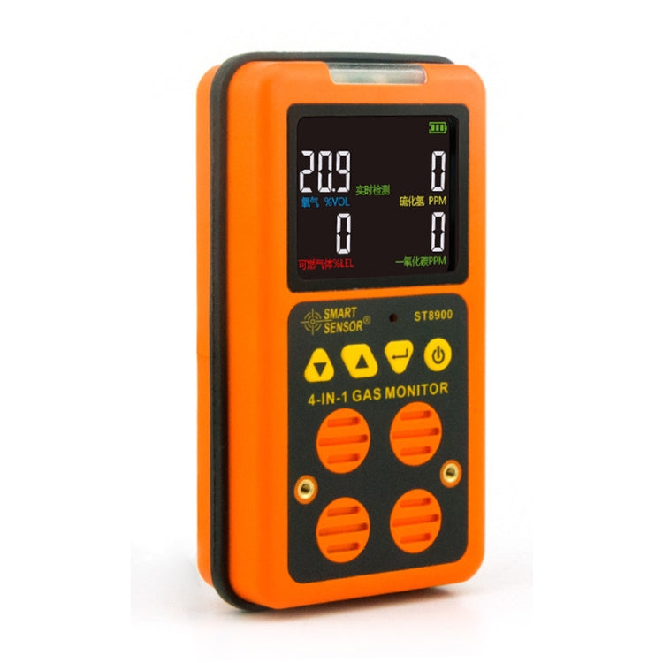 SMART SENSOR ST8900 4 in 1 Toxic Gas CO Carbon Monoxide Detector Hydrogen Sulfide H2S Oxygen Combustible Gas Test LCD Display Monitor, Sound Light Vibration Alarm - HoMEdemic™ 