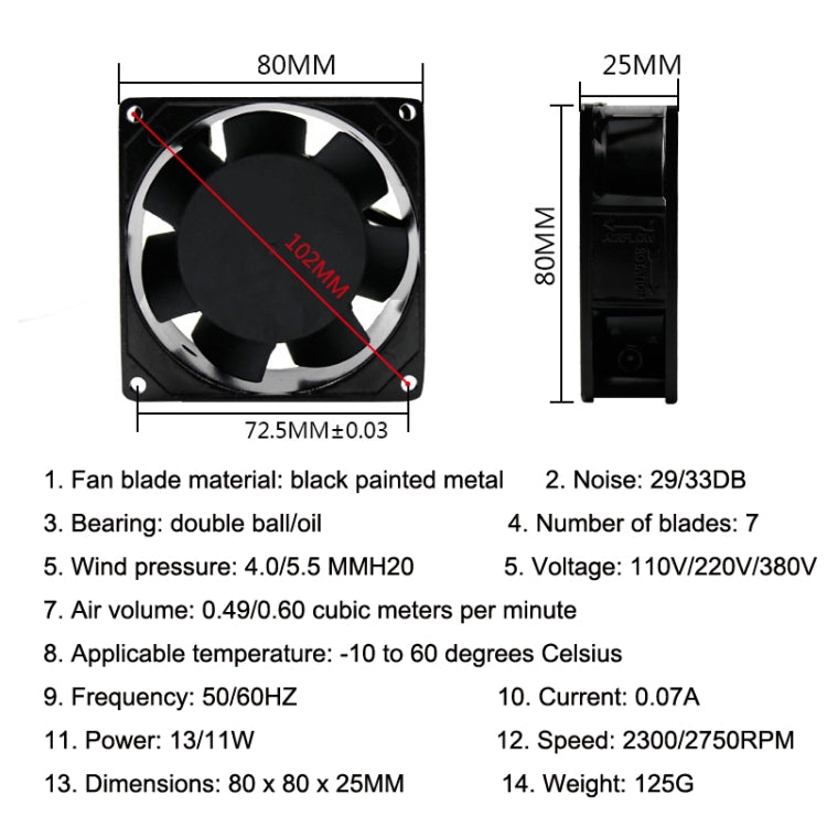 SMUOM SF8025AT 110V Double Ball Bearing 8cm Silent Chassis Cabinet Cooling Fan - HoMEdemic™ 