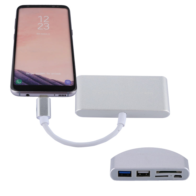 5 in 1 Micro SD + SD + USB 3.0 + USB 2.0 + Micro USB Port to USB-C / Type-C OTG COMBO Adapter Card Reader for Tablet, Smartphone, PC, 5 in 1(Silver), 5 in 1(Gold) - HoMEdemic™ 