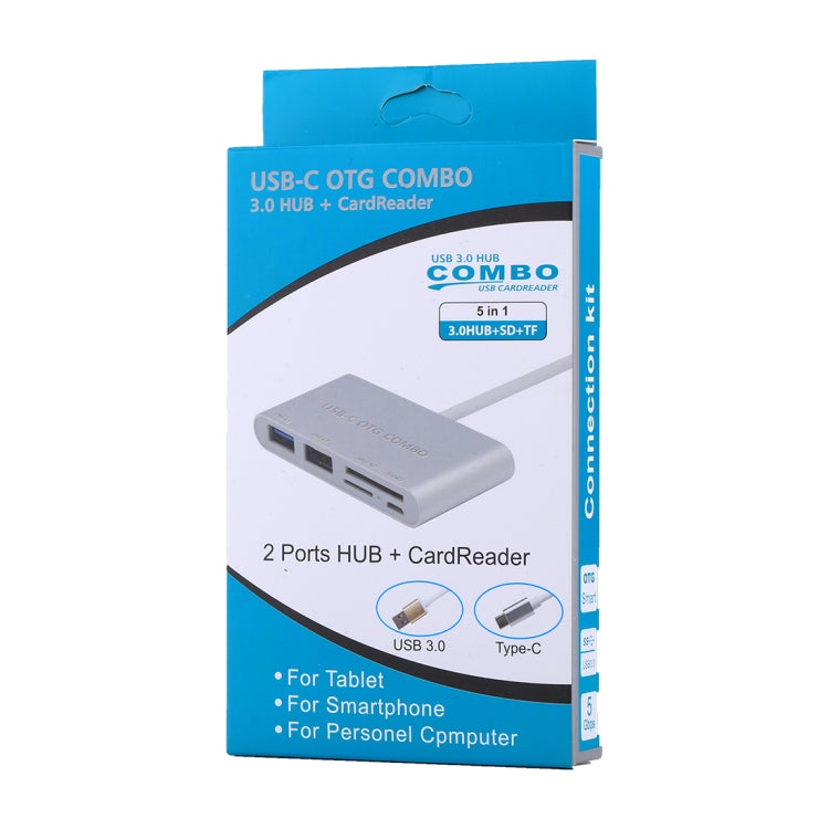5 in 1 Micro SD + SD + USB 3.0 + USB 2.0 + Micro USB Port to USB-C / Type-C OTG COMBO Adapter Card Reader for Tablet, Smartphone, PC, 5 in 1(Silver), 5 in 1(Gold) - HoMEdemic™ 