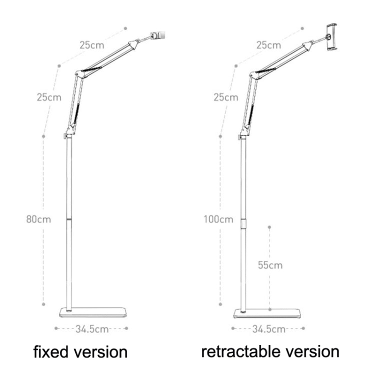 SSKY L10 Home Cantilever Ground Phone Holder Tablet Support Holder, Style: Fixed+Phone Clip (Black) - HoMEdemic™ 
