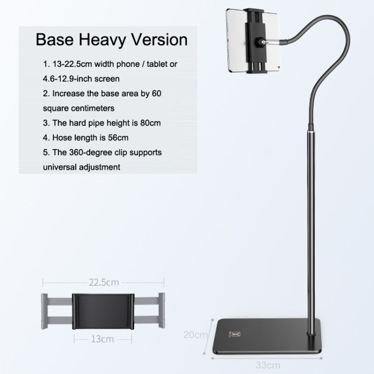 SSKY L6 Bedside Sofa Live Landing Phone Tablet Computer Bracket, Style: Base Heavy Version (Black) - HoMEdemic™ 