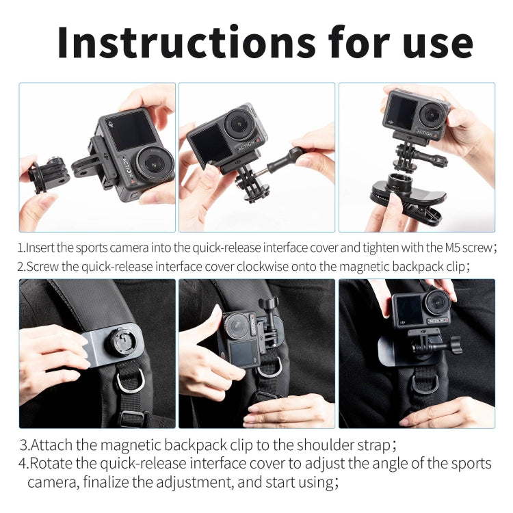 STARTRC 360 Degree Rotation Backpack Clip Magnetic Suction Mount (Black) - HoMEdemic™ 