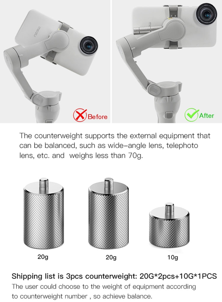 STARTRC Adjustment Balancing Weight Anti-Shake 50g Counterweight for DJI OM4 / OSMO Mobile 3 Gimbal Stabilizer - HoMEdemic™ 