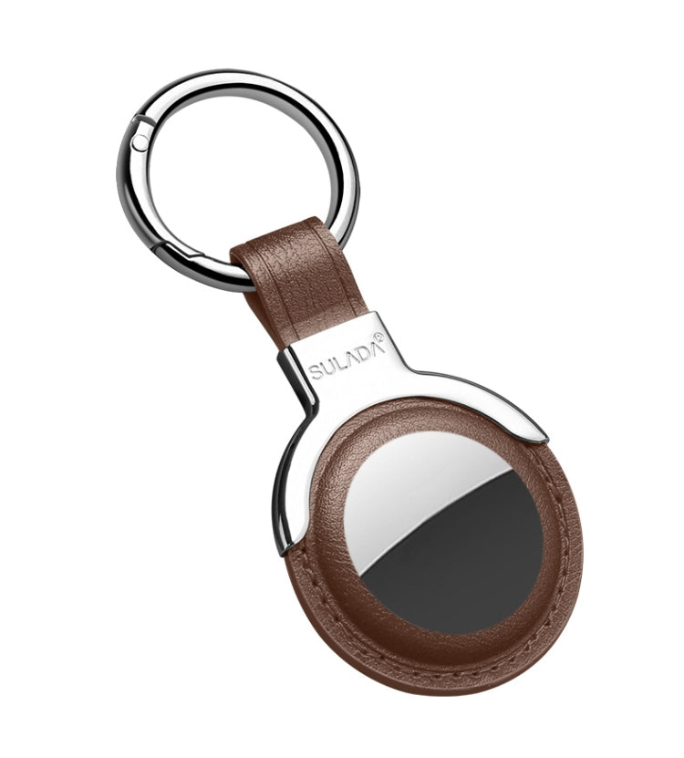 SULADA Leather Protective Cover Case with Switchable Keychain Ring For AirTag 2nd Gen / AirTag 1st Gen(Coffee) - HoMEdemic™ 